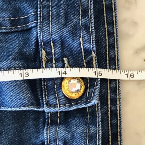 ONE STEP UP Crystal Gold Button Denim Jean Jacket Size 7/8 - Picture 15 of 15